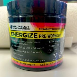 Beachbody Performance Energize Pre-Workout.  Strawberry Lemonade Flavor